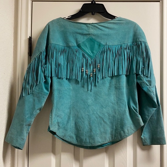 Vintage Tops - Vintage Rodeo cowgirl sueded boar skin western top